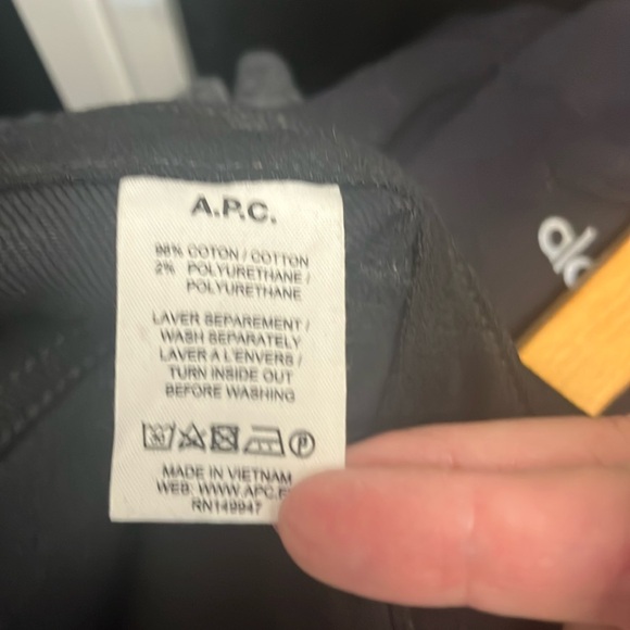 EUC - A.P.C. 5 pocket rigid denim dungarees. Black, size 30. - Picture 3 of 7